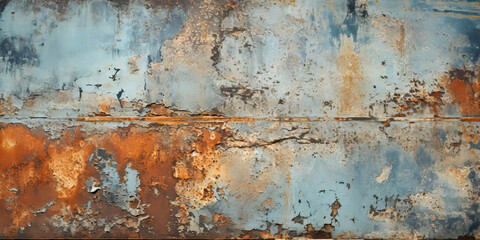 A rusty metal surface with a blue sky in the background