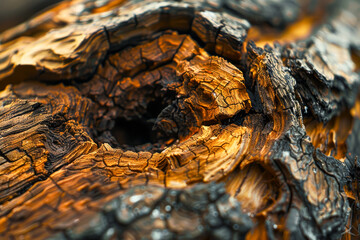 A close up of a tree trunk with a hole in it