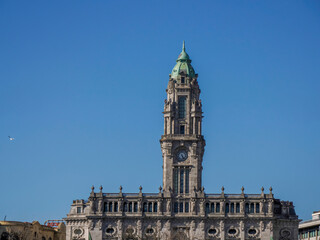 Fototapeta na wymiar Porto city hall building tower, Portugal.