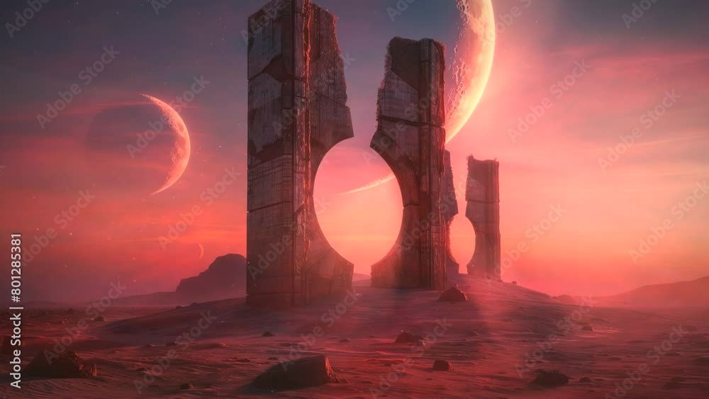 Canvas Prints animated futuristic alien planet seamless loop bakcground