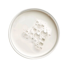 a glass of fresh milk with foam top view isolated on a transparent cut-out background, a refreshment breakfast dairy drink PNG clipart