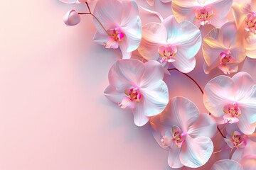 Elegant Orchid Branch on Soft Pink Background