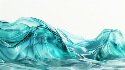 A vivid aqua wave, flowing fluidly over a pure white background, rendered in stunningly clear ultra high-definition.