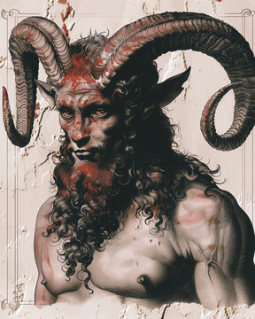 Familiars Of Azazel, Devils, Demons, Warm Tone Illustration Inspired By Demonology Occult Art From Old Grimoires