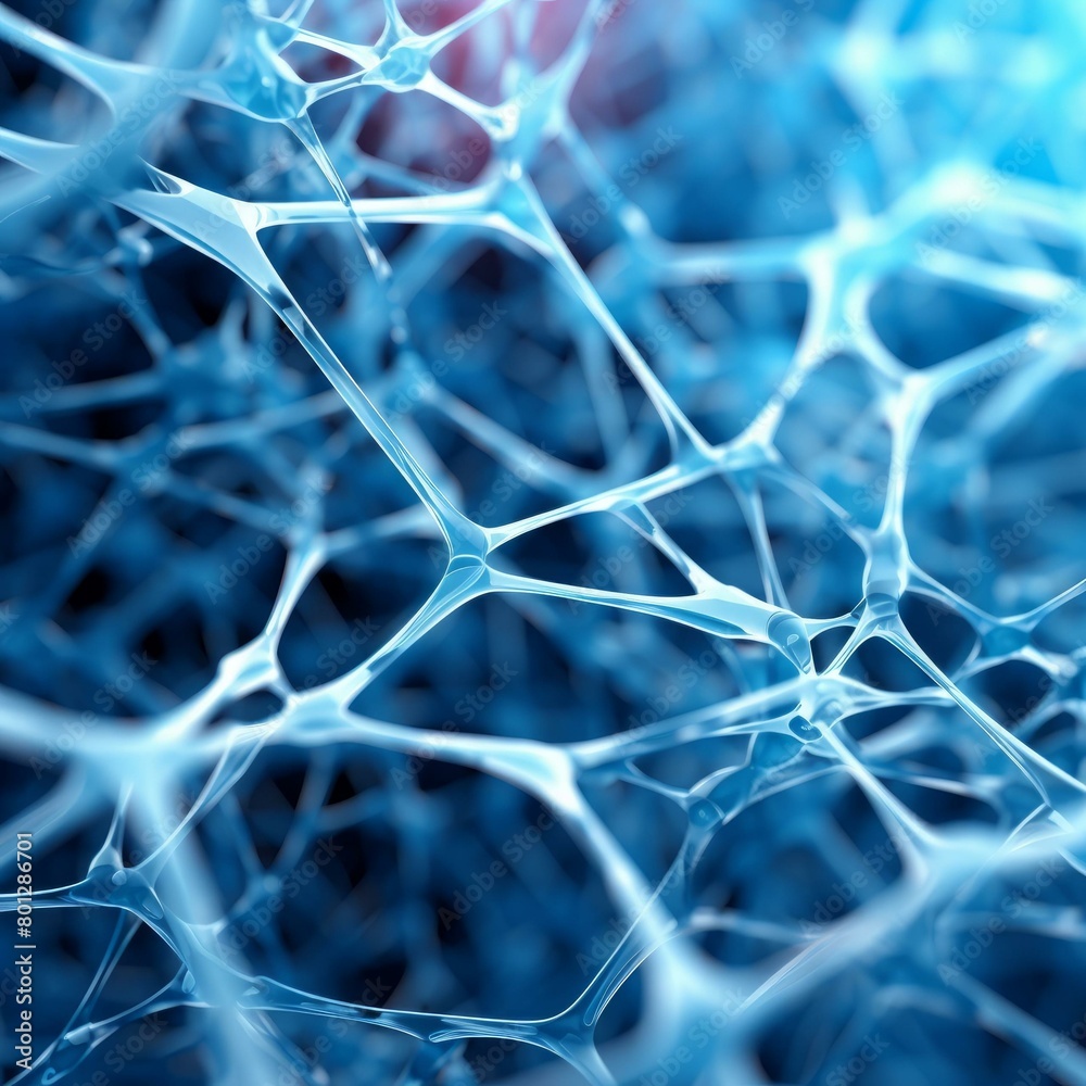 Fototapete blue translucent 3d rendering of a complex organic structure