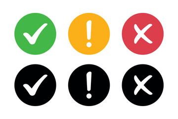 Check Cross And Exclamation Mark Circles Set