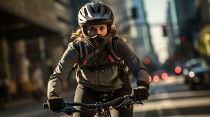 Cyclist riding in the city