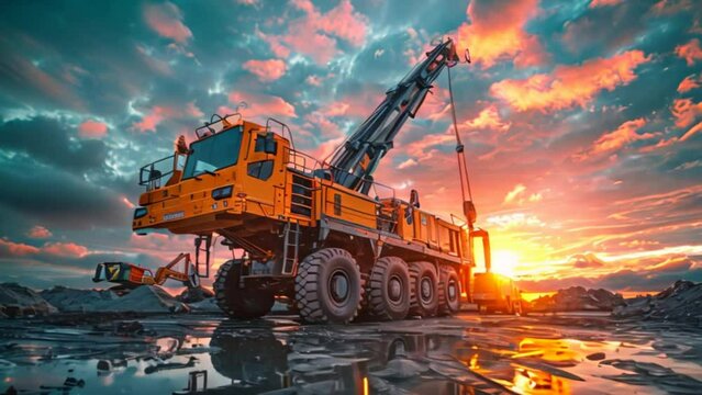 A mobile crane on construction site.