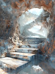 Mystical Cave Staircase to Heaven