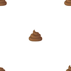 Seamless poop pattern Cartoon shit isolated on white background