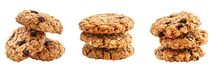 oatmeal cookies isolated on white or transparent background
