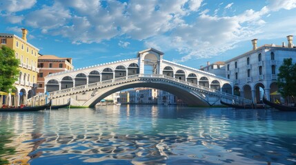 D Rendered Rialto Bridge at Sunset in Italy A Timeless Italian Architectural Masterpiece