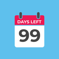 99 days to go countdown template. 99 day Countdown left days banner design. 99 Days left countdown timer