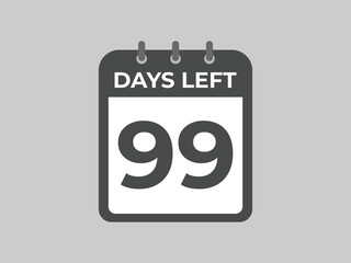 99 days to go countdown template. 99 day Countdown left days banner design. 99 Days left countdown timer