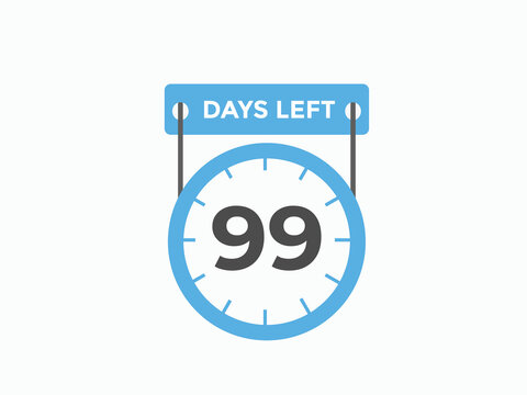 99 days to go countdown template. 99 day Countdown left days banner design. 99 Days left countdown timer