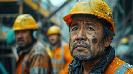 Chinese employee works in construction. Chinese worker. Labor day photo