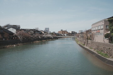 Obraz premium Asano-gawa River in Higashiyama, Kanazawa, Japan - 日本 石川県 金沢市 東山 浅野川