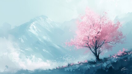 Beautiful cherry blossom illustration in spring