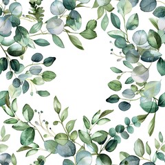 Olive branch and eucalyptus wreaths, serene boho watercolor, seamless pattern, peaceful greens, symbol of peace and healing. Seamless Pattern, Fabric Pattern, Tumbler Wrap, Mug Wrap.