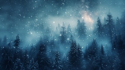Winter forest at night, with snowflakes gently falling under the moonlight  8K , high-resolution, ultra HD,up32K HD