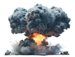 nuclear explosion isolated on transparent background