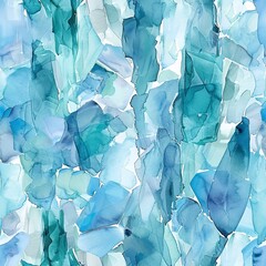 Obraz premium Aquamarine shards and water droplets, tranquil boho watercolor, seamless pattern, serene blues and aquas, calming flow. -Seamless Pattern, Fabric Pattern, Tumbler Wrap, Mug Wrap.