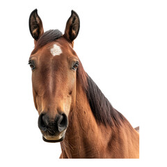 Face shot of a horse isolated on transparent background
