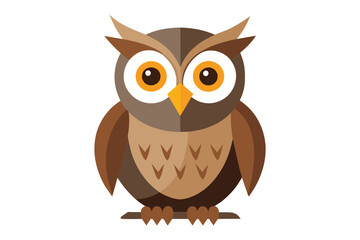  Owl flat vector illustration on white background.