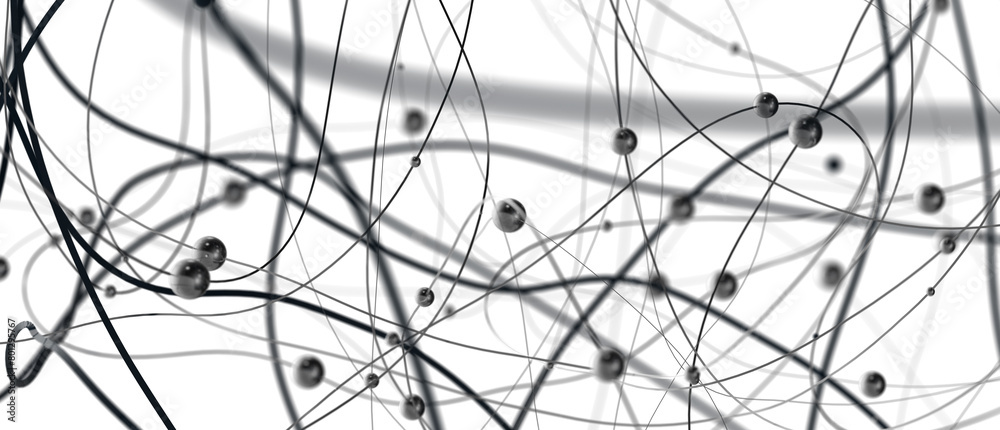 Aufkleber Multi color connected lines and dots network 3d illustration