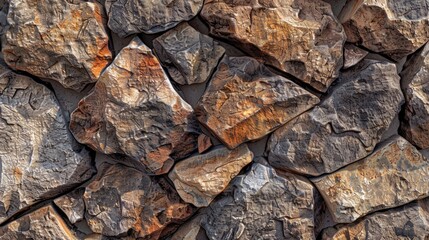 Fototapeta premium A wall made of large rocks with a brownish color
