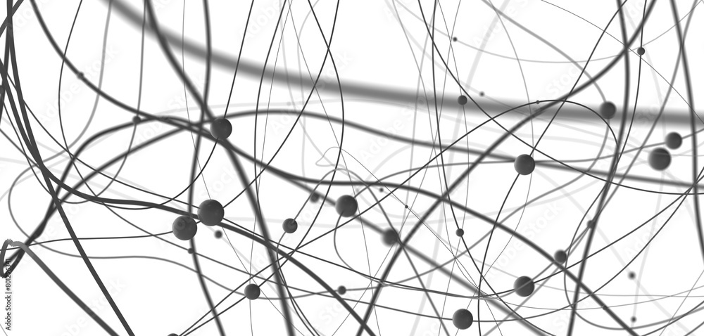 Aufkleber Abstract polygonal space with connecting dots and lines. Dark background. Connection structure. 3d Widescreen