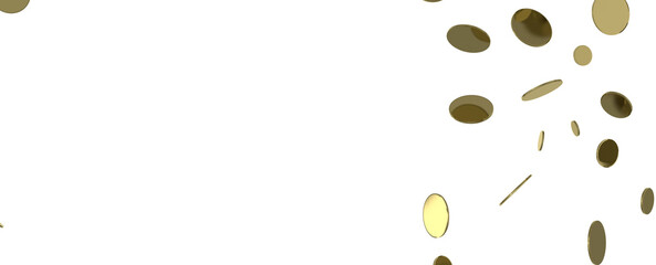 Gold confetti background, isolated on transparent background