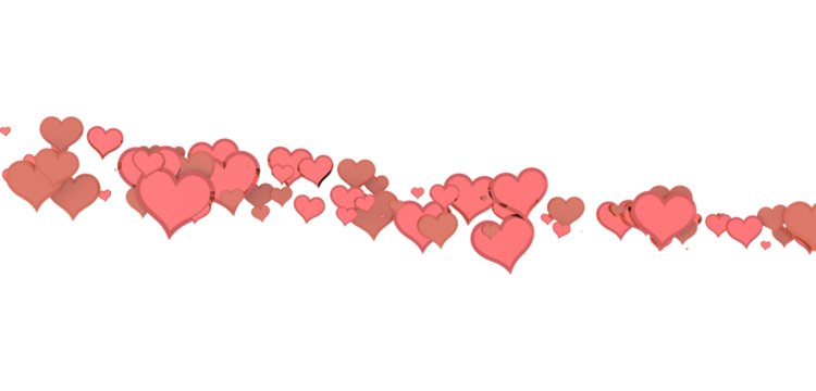 Falling red and pink hearts isolated on transparent background. Valentine’s day design.