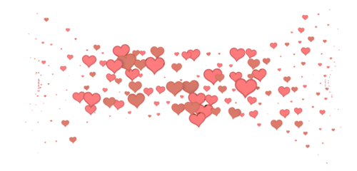 Falling red and pink hearts isolated on transparent background. Valentine’s day design.