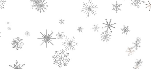 Winter Snow Symphony: Captivating 3D Illustration of Descending Snowflakes for Christmas