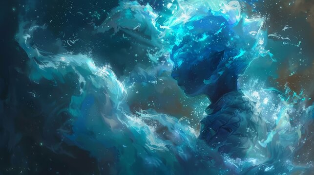 A being made of water with a face of a woman