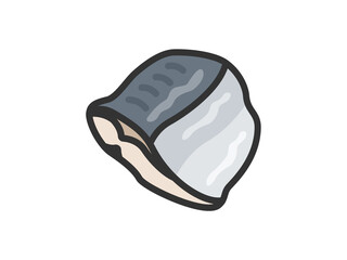 鯖の切り身のアイコン（線画カラー）のイラスト