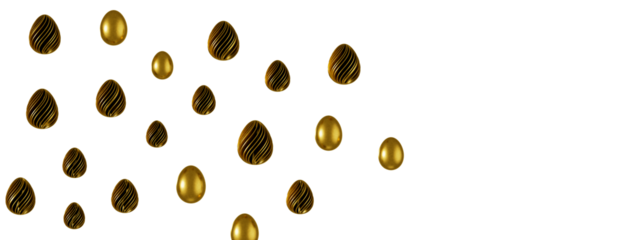 Easter eggs collection. White and gold 3d elegant design elements.