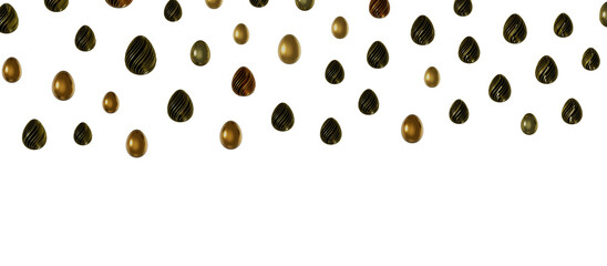 Easter eggs collection. White and gold 3d elegant design elements.