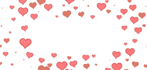 Falling red and pink hearts isolated on transparent background. Valentine’s day design.
