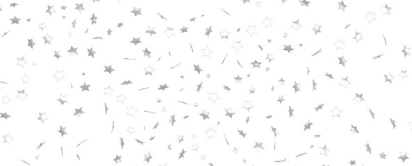Silver stars confetti rain festive holiday background. background silver paper foil stars