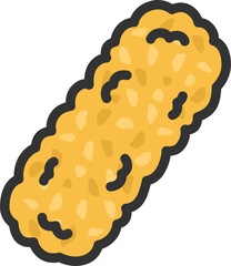 惣菜のイカフライのアイコン（線画カラー）のイラスト
