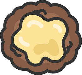 惣菜の、チーズハンバーグのアイコン（線画カラー）のイラスト