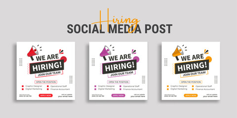 We are hiring job vacancy social media post or square web banner template vector design	