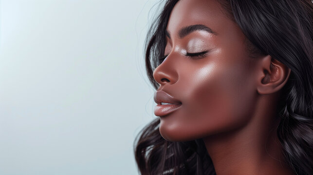 Beautiful woman with healthy and sleek long hair for hair beauty products commercial.