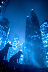 Bull vs bear stock market chart award infographic with ample space for text placement