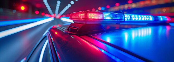 Close-up of the emergency medical services ambulance's roof blue light flasher while it is travelling. Rescue themes