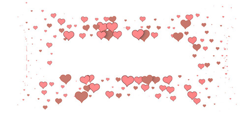 Falling red and pink hearts isolated on transparent background. Valentine’s day design.