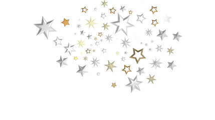 XMAS Stars - Banner with golden decoration. Festive border with falling glitter dust and stars.