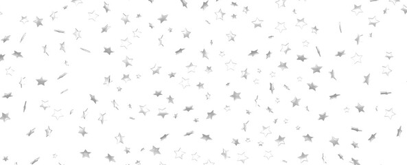 Silver stars confetti rain festive holiday background. background silver paper foil stars